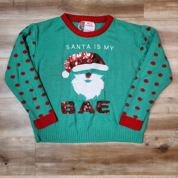 Ugly Christmas Sweater Sweaters - Santa Is My Bae Ugly Christmas Sweater